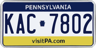 PA license plate KAC7802
