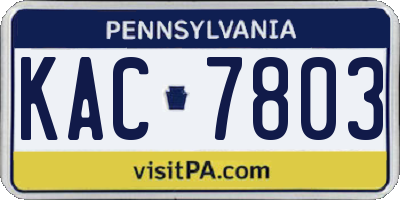 PA license plate KAC7803