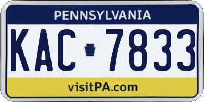PA license plate KAC7833