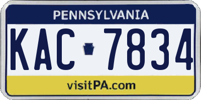 PA license plate KAC7834