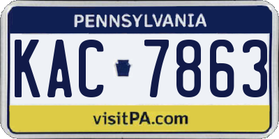 PA license plate KAC7863