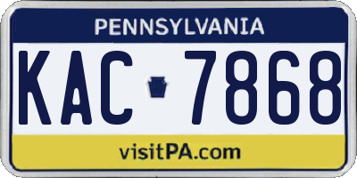 PA license plate KAC7868
