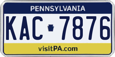 PA license plate KAC7876
