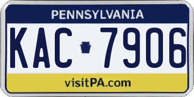 PA license plate KAC7906