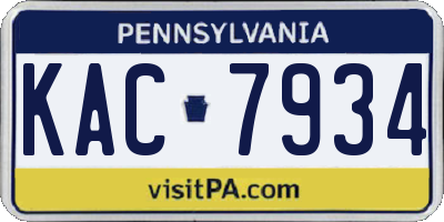PA license plate KAC7934