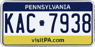 PA license plate KAC7938