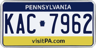 PA license plate KAC7962