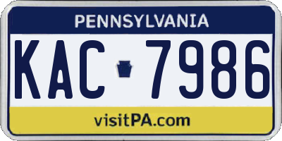 PA license plate KAC7986