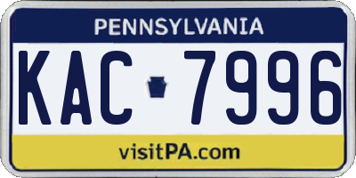 PA license plate KAC7996