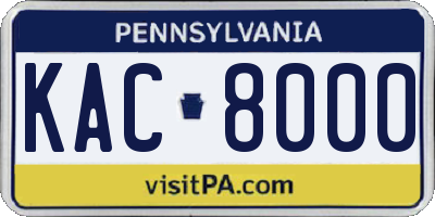 PA license plate KAC8000