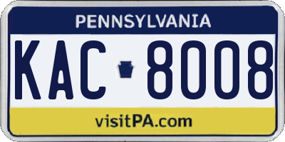 PA license plate KAC8008