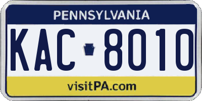 PA license plate KAC8010