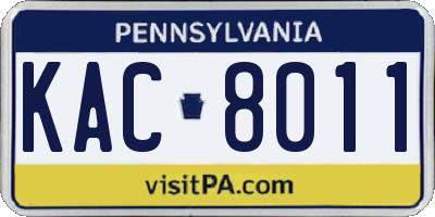 PA license plate KAC8011