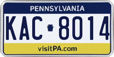 PA license plate KAC8014
