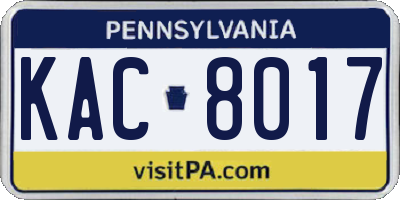 PA license plate KAC8017