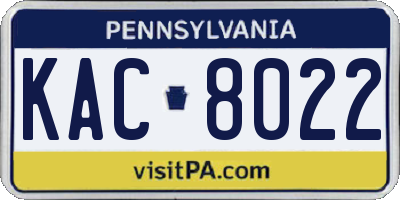 PA license plate KAC8022