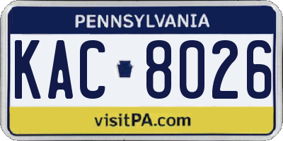 PA license plate KAC8026