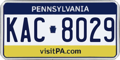 PA license plate KAC8029
