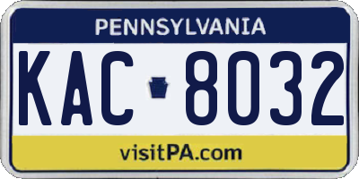 PA license plate KAC8032