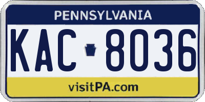 PA license plate KAC8036