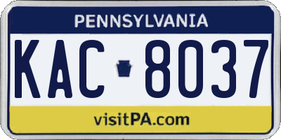 PA license plate KAC8037