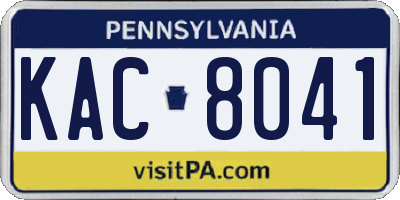 PA license plate KAC8041
