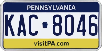 PA license plate KAC8046