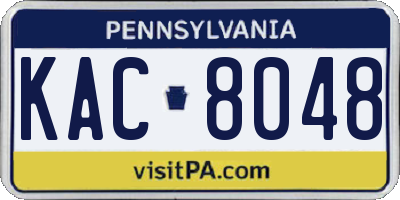 PA license plate KAC8048