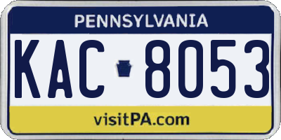 PA license plate KAC8053