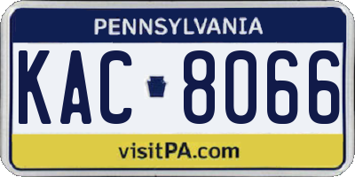 PA license plate KAC8066