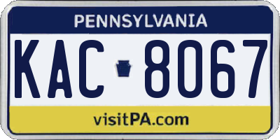PA license plate KAC8067