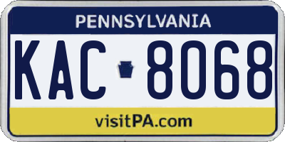 PA license plate KAC8068