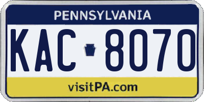 PA license plate KAC8070