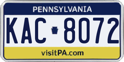 PA license plate KAC8072