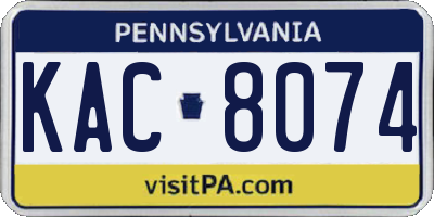 PA license plate KAC8074