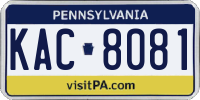 PA license plate KAC8081