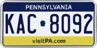 PA license plate KAC8092