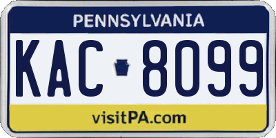 PA license plate KAC8099