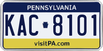 PA license plate KAC8101