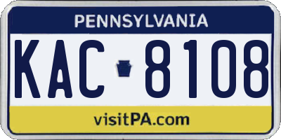 PA license plate KAC8108