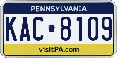 PA license plate KAC8109