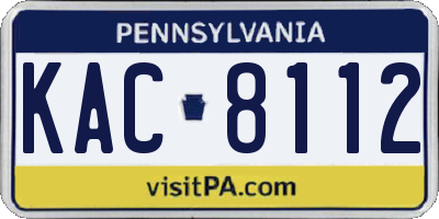 PA license plate KAC8112