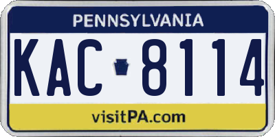 PA license plate KAC8114