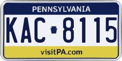 PA license plate KAC8115