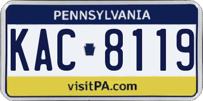 PA license plate KAC8119