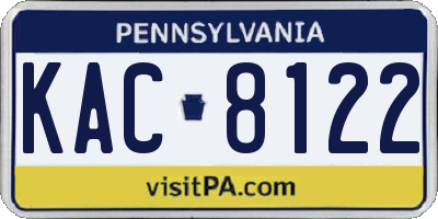 PA license plate KAC8122