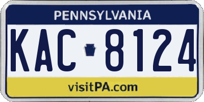 PA license plate KAC8124