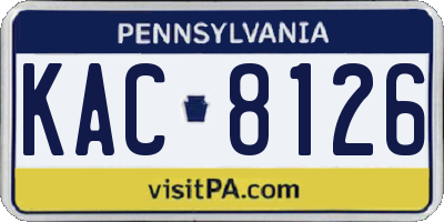PA license plate KAC8126