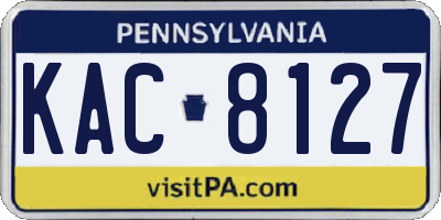 PA license plate KAC8127