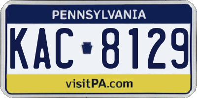 PA license plate KAC8129